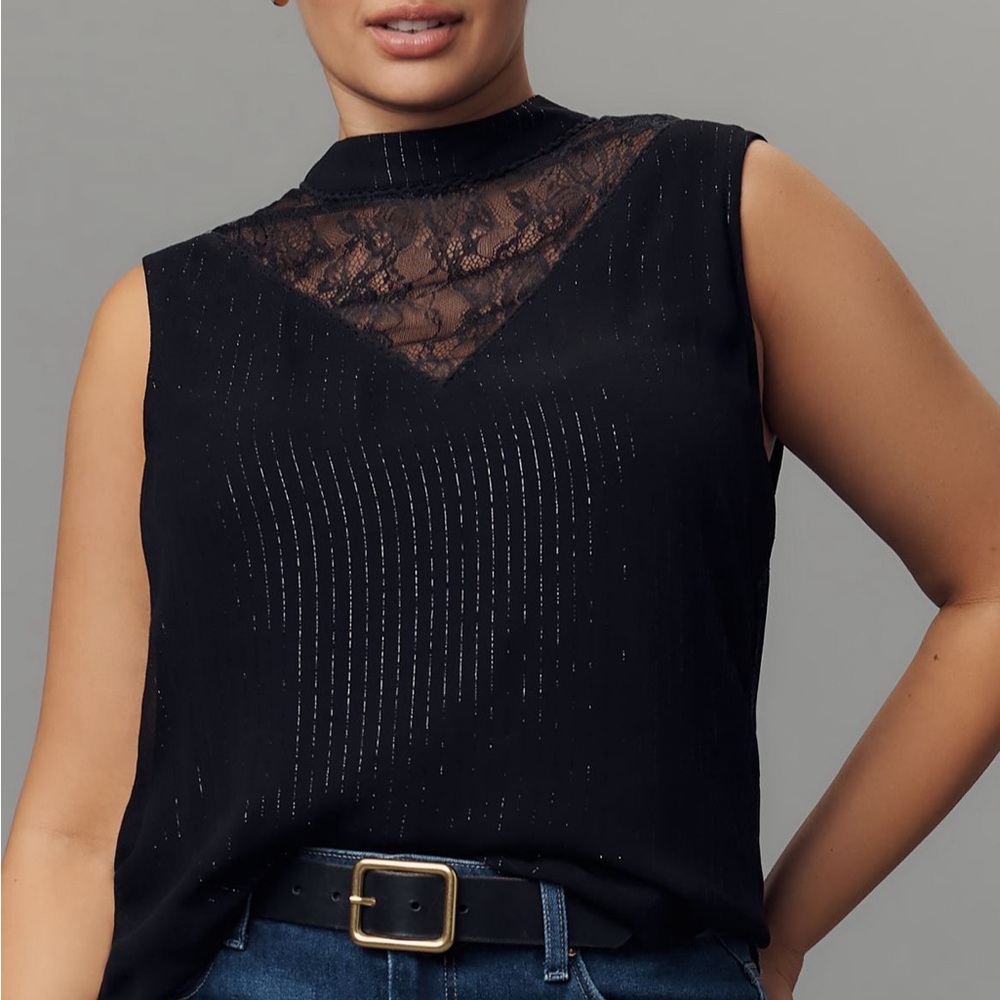 Bl-nk Vitalia Top Anthropologie NWT XS Black Lace